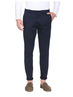 U.S. POLO ASSN. - Men Navy Solid Austin Trim Fit Casual Trousers