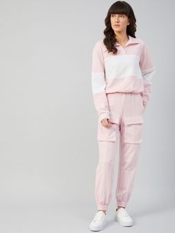 AAREIN - Women Pink Collar Neck Colorblock Regular Fit Sweatshirt