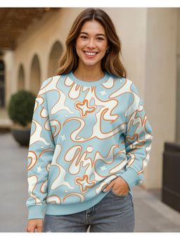 Bewakoof - Women's Green All Over Printed Oversized Sweatshirt