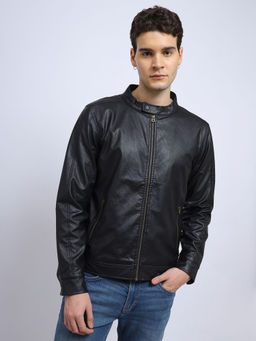 Lee - Men Solid Black Regular Fit Jacket