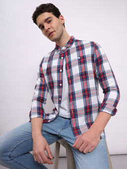 Lee - Men Checks White Slim Fit Shirt