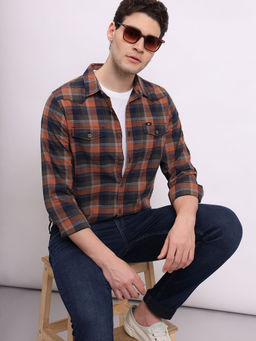 Lee - Men Checks Brown Regular Fit Shirt