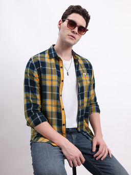 Lee - Men Checks Yellow Slim Fit Shirt