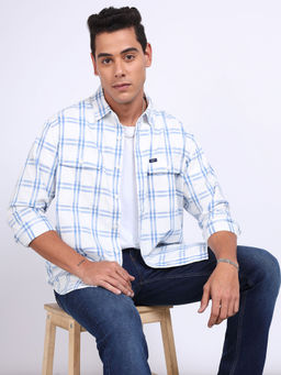 Lee - Men Checks Blue Relaxed Fit Shirt