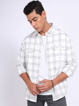 Lee - Men Checks Grey Relaxed Fit Shirt
