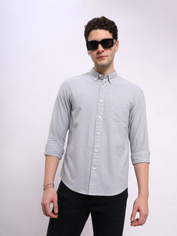 Lee - Men Solid Grey Regular Fit Shirt