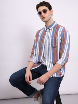 Lee - Men Stripes Rust Regular Fit Shirt