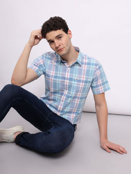 Lee - Men Checks Blue Regular Fit Shirt