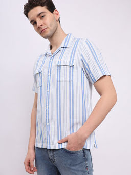 Lee - Men Stripes Blue Regular Fit Shirt