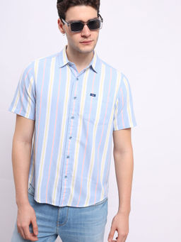 Lee - Men Stripes Blue Regular Fit Shirt