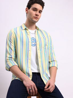Lee - Men Stripes Yellow Slim Fit Shirt