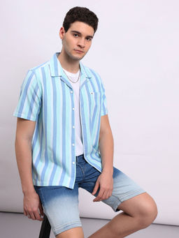 Lee - Men Stripes Green Regular Fit Shirt