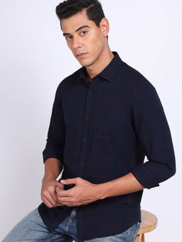 Lee - Men Checks Blue Slim Fit Shirt