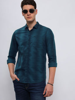 Lee - Men Printed Green Slim Fit Shirt