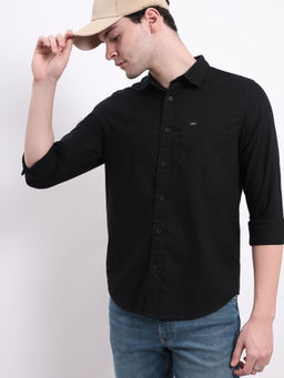 Lee - Men Solid Black Regular Fit Shirt