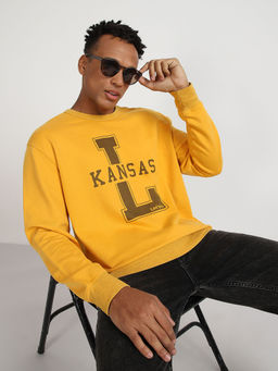 Lee - Men Graphic Print Yellow Regular Fit Sweatshirt
