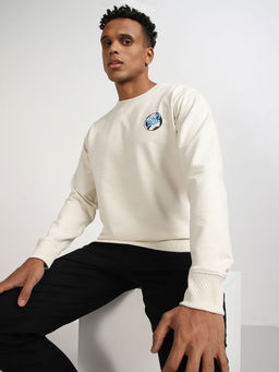 Lee - Mens Logo White Printed Slim Sweatshirt