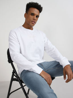 Lee - Mens Solid White Basic Slim Sweatshirt