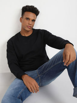 Lee - Mens Solid Black Basic Slim Sweatshirt