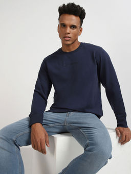 Lee - Mens Solid Navy Blue Basic Slim Sweatshirt