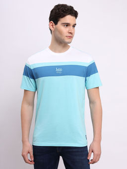 Lee - Men Chevron Blue Crew Neck Regular Fit T-Shirt