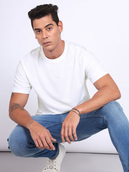 Lee - Men Graphic White Crew Neck T-Shirt