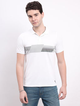 Lee - Men Graphic Print White Slim Fit Polo T-Shirt