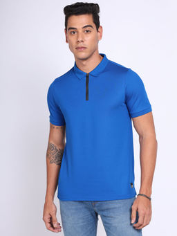 Lee - Men Solid Blue Slim Fit Polo T-Shirt