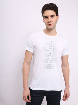 Lee - Men Graphic Print White Crew Neck Slim Fit T-Shirt