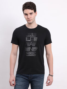 Lee - Men Graphic Print Black Crew Neck Slim Fit T-Shirt