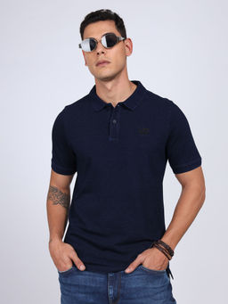 Lee - Men Solid Blue Slim Fit Polo T-Shirt