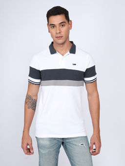 Lee - Men Colorblock White Slim Fit Polo T-Shirt