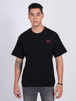 Lee - Men Printed Black Crew Neck Oversized Fit T-Shirt