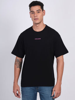 Lee - Men Printed Black Crew Neck Oversized Fit T-Shirt