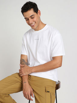 Lee - Men Printed White Crew Neck Oversized Fit T-Shirt