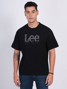 Lee - Men Logo Black Crew Neck Oversized Fit T-Shirt