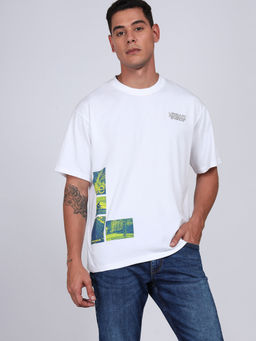 Lee - Men Graphic Print White Crew Neck Oversized T-Shirt