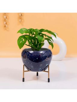 KYARI - Decorative Space Design Planter Pot with Tripod Metal Stand (Set of 2)