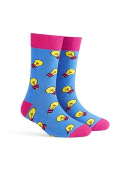 Dynamocks - Men & Women Cotton Printed Crew Length Blue Socks