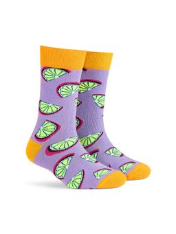 Dynamocks - Men & Women Cotton Printed Crew Length Purple Socks