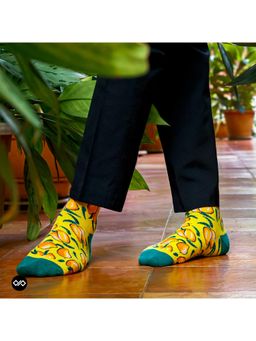 Dynamocks - Men & Women Cotton Printed Crew Length Yellow Socks
