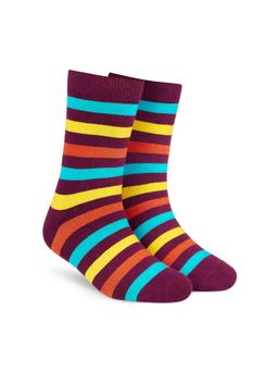 Dynamocks - Men & Women Cotton Stripes Crew Length Multi-Color Socks