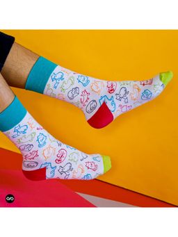 Dynamocks - Men & Women Cotton Printed Crew Length Multi-Color Socks