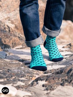 Dynamocks - Men & Women Cotton Printed Crew Length Green Socks
