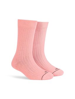 Dynamocks - Men & Women Cotton Stripes Crew Length Peach Socks