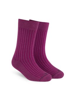 Dynamocks - Men & Women Cotton Stripes Crew Length Wine Socks