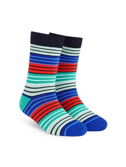 Dynamocks - Men & Women Cotton Stripes Crew Length Multi-Color Socks