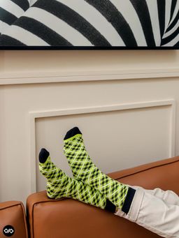 Dynamocks - Men & Women Cotton Printed Crew Length Green Socks