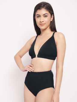 AOBA - Women Shoulder Strap Buckle Closure Swim Bikini Set