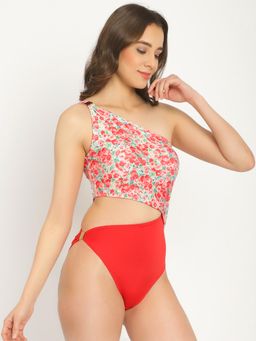 AOBA - Women Floral One-Shoulder Cut-Out Monokini